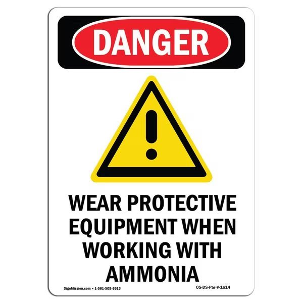 OSHA Danger Sign, Wear Protective Equipment, 18in X 12in Rigid Plastic, 12
